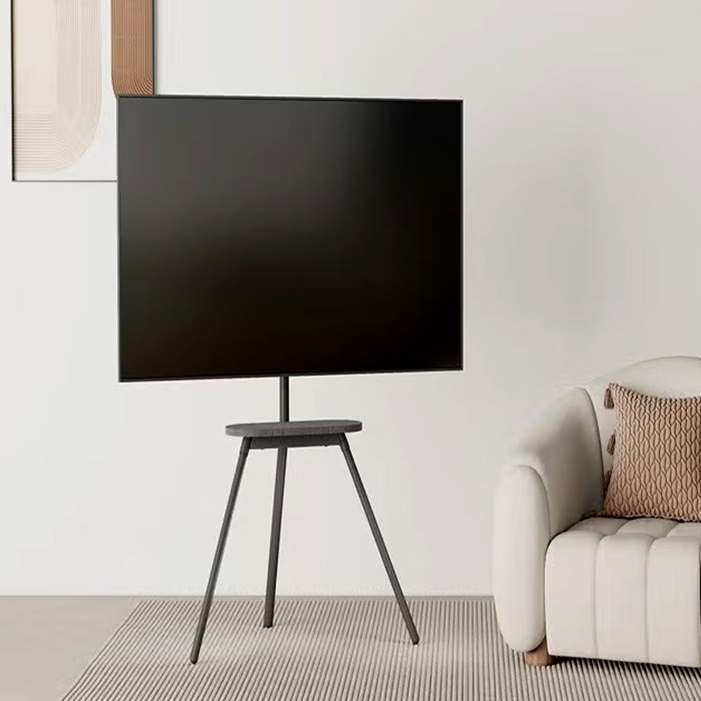 Skill Tech 43" - 65" Easel Studio TV Floor Stand with Fabric Shelf
