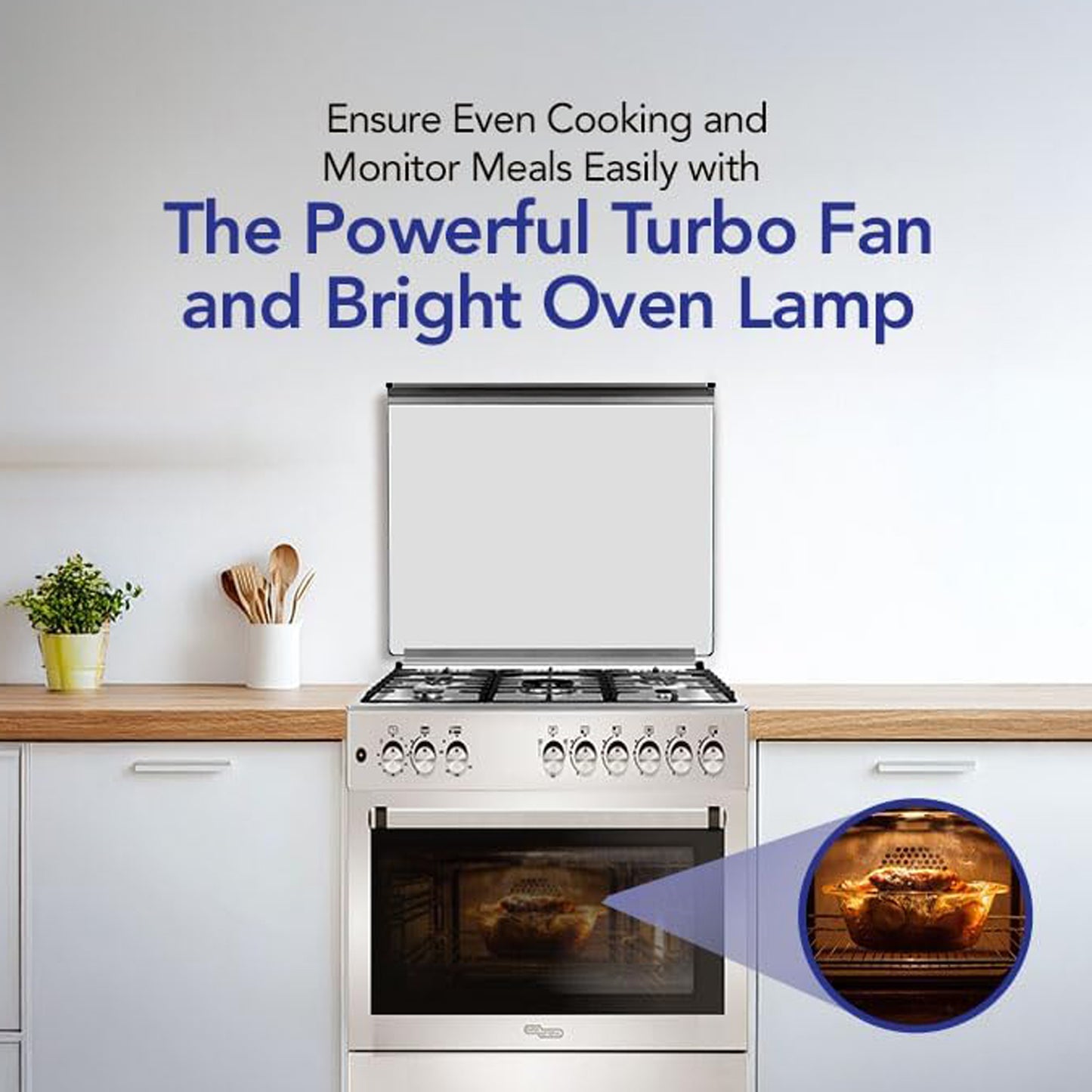 Super General 90X60 Cm 5 Burner Cooking Range with Turbo Fan - 1 Year Warranty
