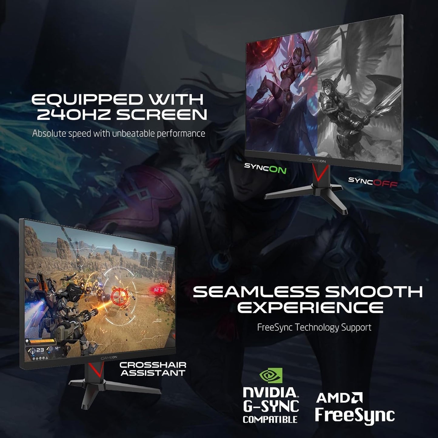 Gameon 27 inch Dominator Series Gaming Monitor - 240Hz, GOMD27QHD240IPS