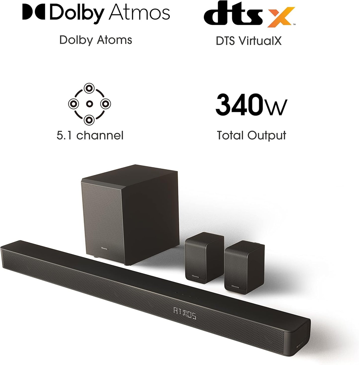 Hisense 5.1.2 Channel SoundBar, AX5100G - 1 Year Warranty