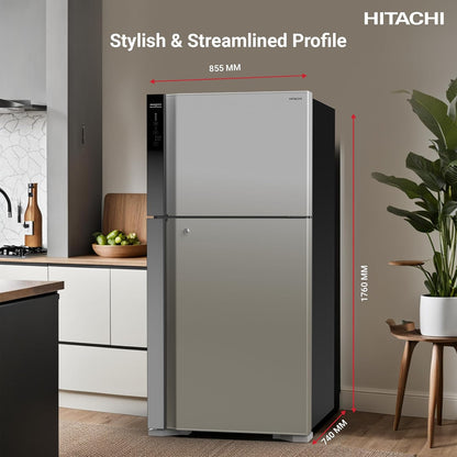 Hitachi 715L Top Mount Double Door Refrigerator, RV715PUK7KPSV