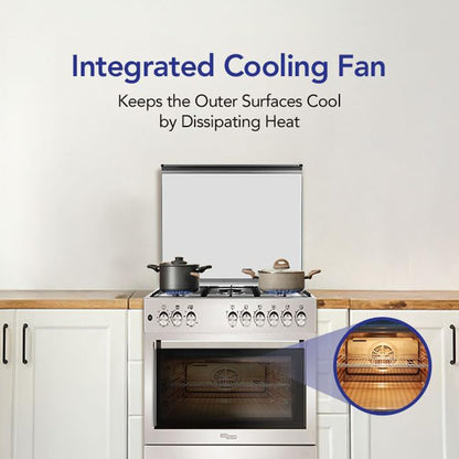 Super General 90X60 Cm 5 Burner Cooking Range with Turbo Fan - 1 Year Warranty