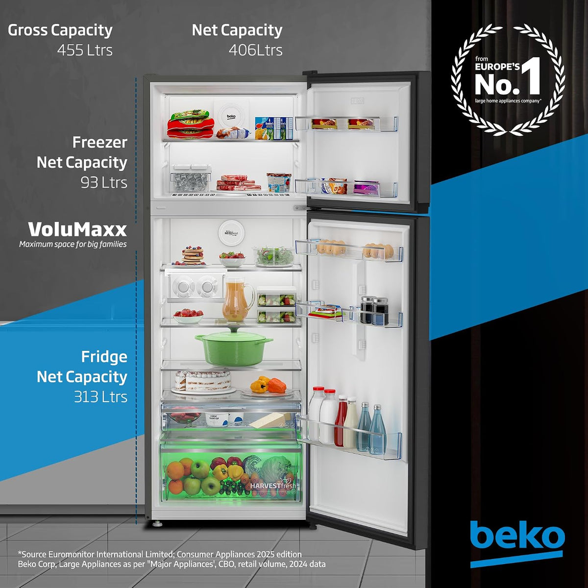 Beko 455L Top Mount Refrigerator, RDNG455DDI