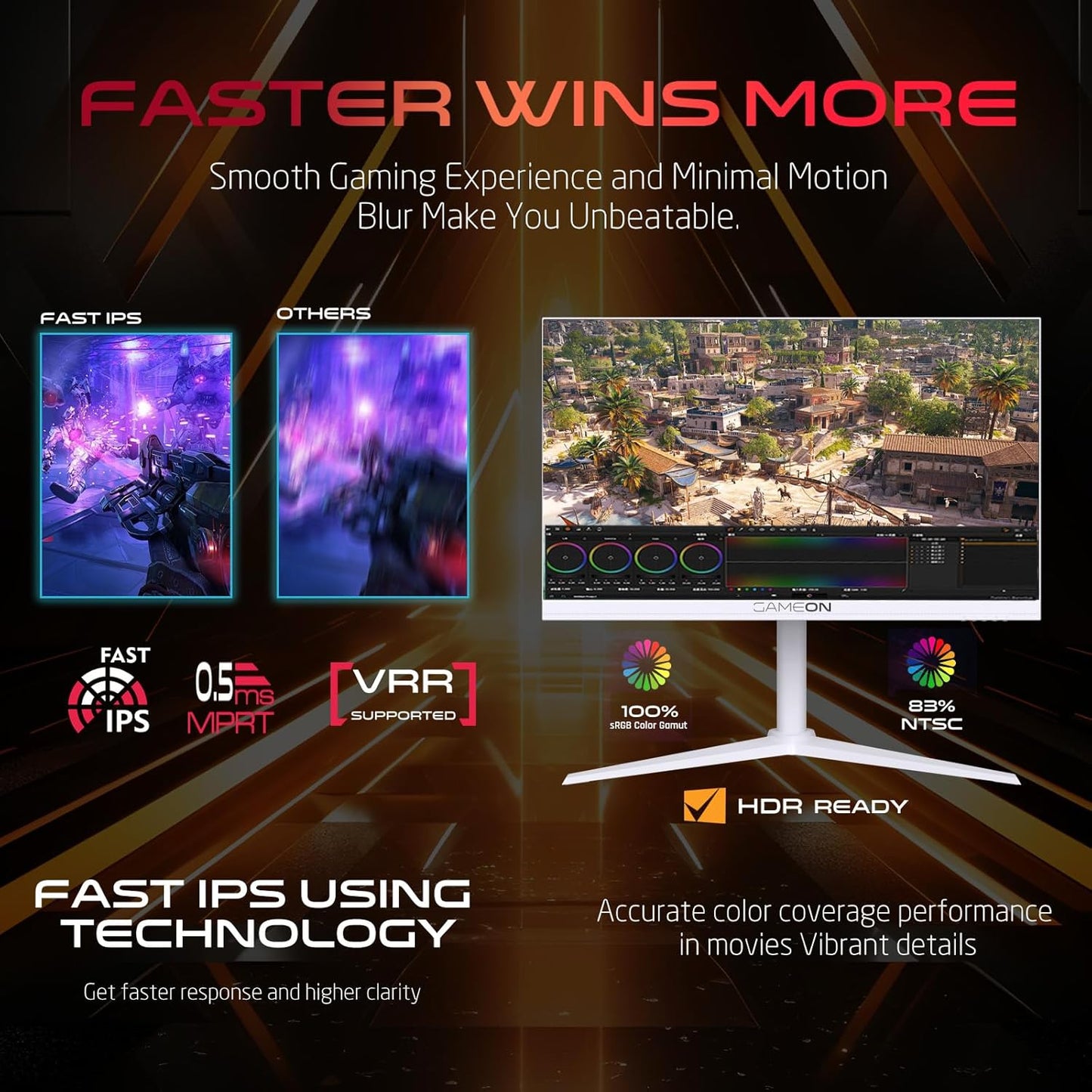 Gameon 27 inch Arctic Pro Series Gaming Monitor - 190Hz, GOA27FHD190IPS