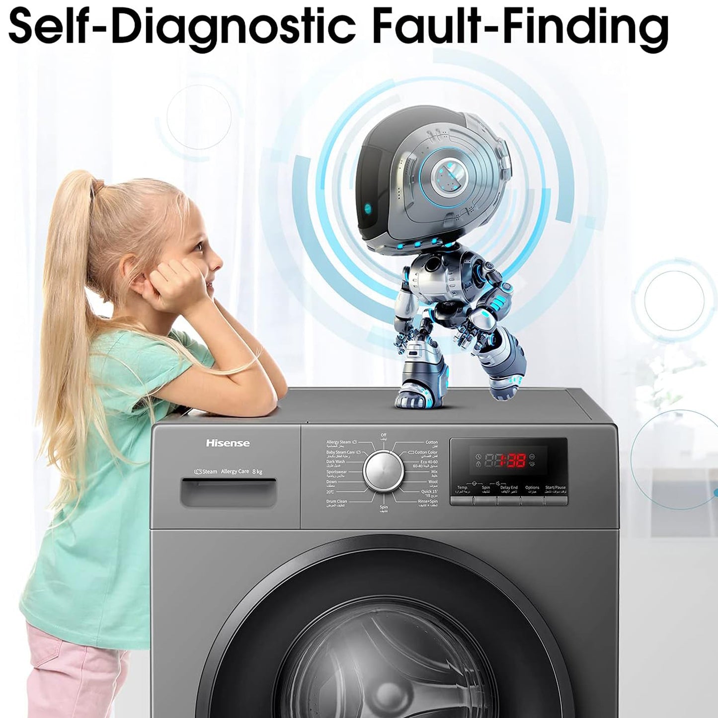Hisense 8KG Fully Automatic Washing Machine - 1 Year Warranty