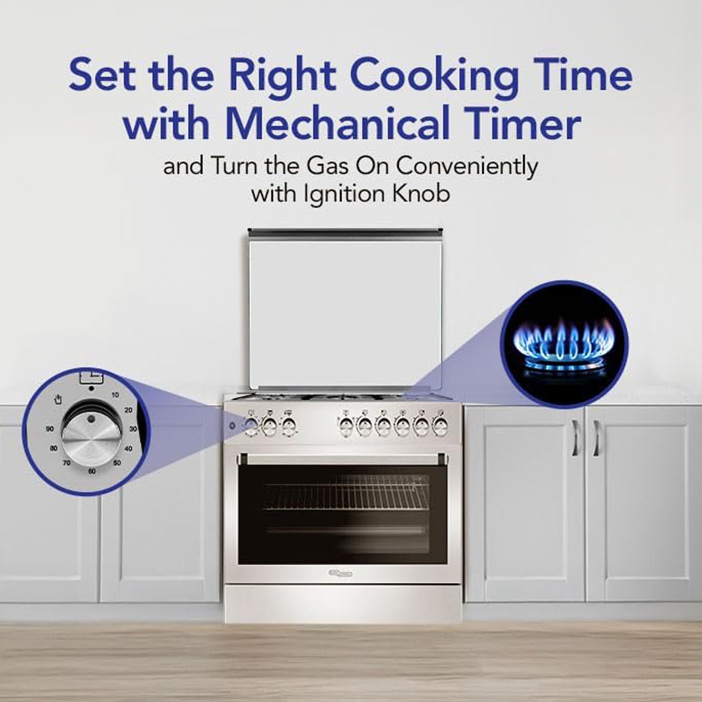 Super General 90X60 Cm 5 Burner Cooking Range with Turbo Fan - 1 Year Warranty