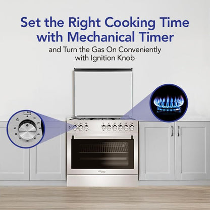 Super General 90X60 Cm 5 Burner Cooking Range with Turbo Fan - 1 Year Warranty