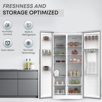 Krome 600L Side by Side Refrigerator with Water Dispenser, KR-SBS600WM