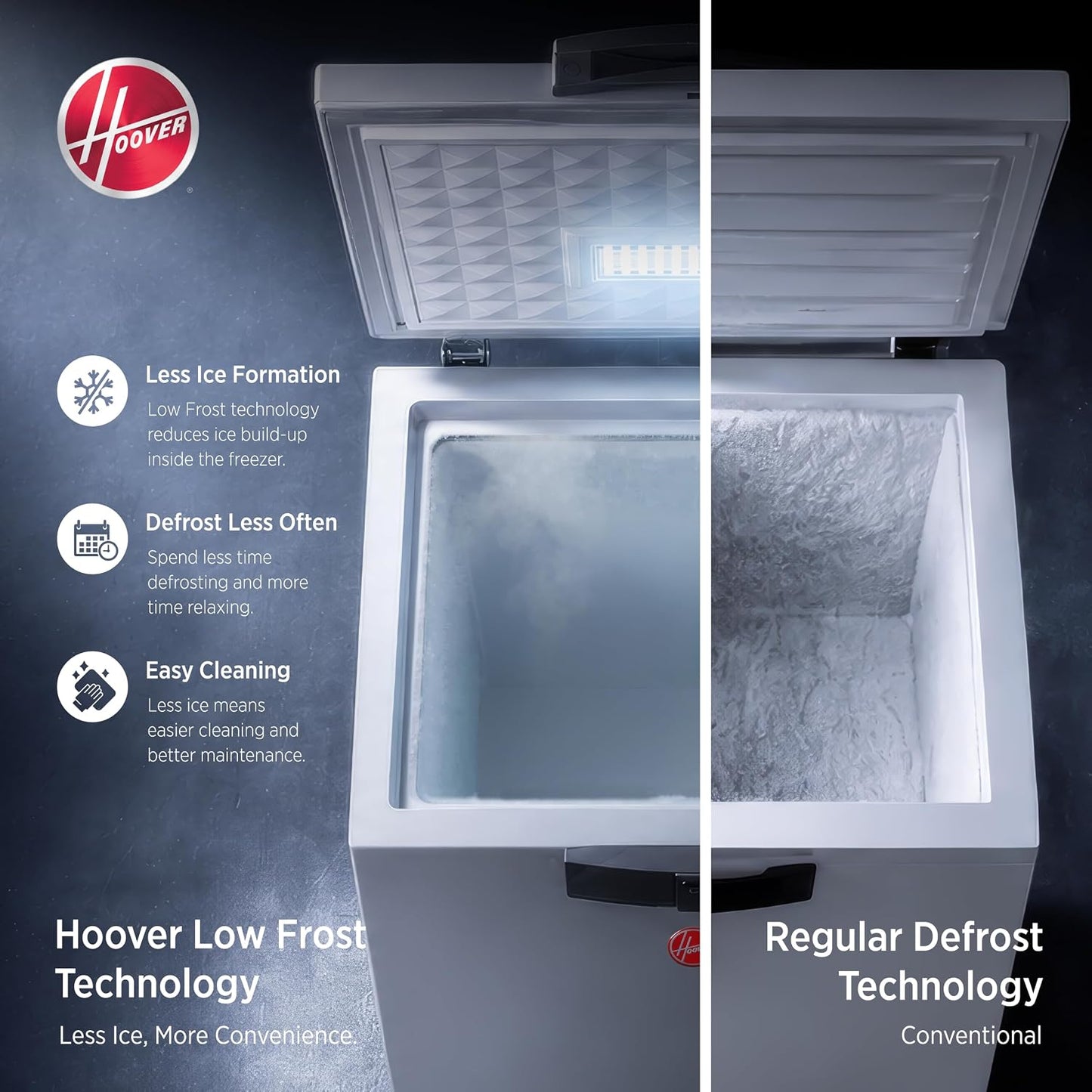 Hoover 133L Low Frost Chest Freezer, HCF-K133-GR