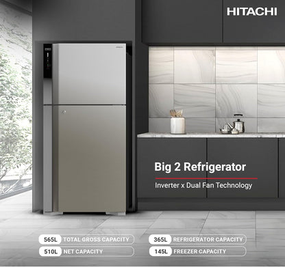 Hitachi 715L Top Mount Double Door Refrigerator, RV715PUK7KPSV