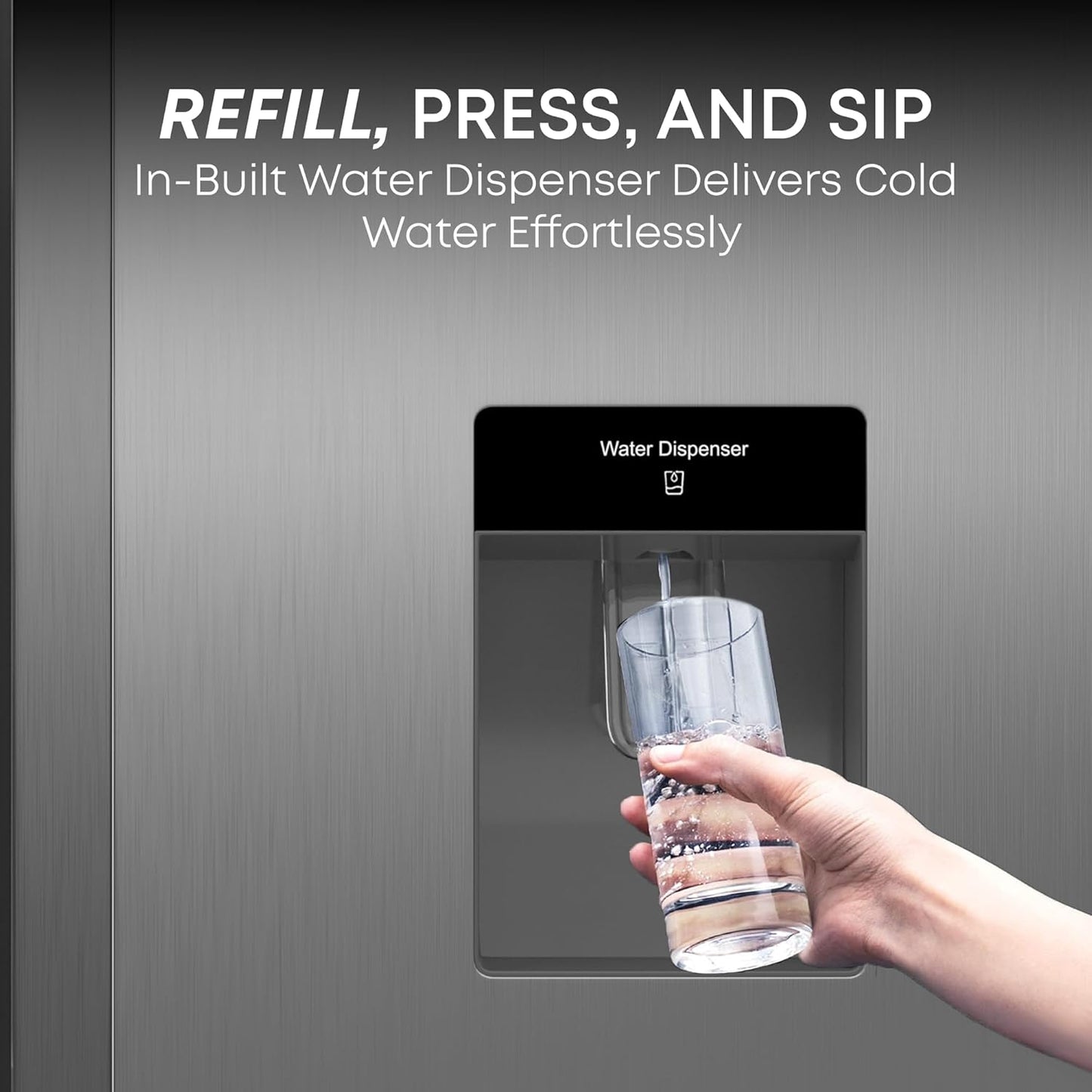 Krome 600L Side by Side Refrigerator with Water Dispenser, KR-SBS600WM
