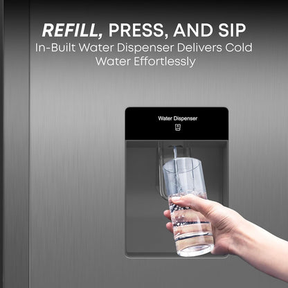 Krome 600L Side by Side Refrigerator with Water Dispenser, KR-SBS600WM