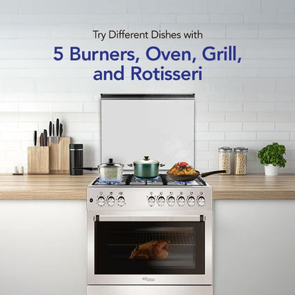 Super General 90X60 Cm 5 Burner Cooking Range with Turbo Fan - 1 Year Warranty