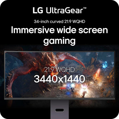LG 34 inch Ultra Gear WQHD Curved Gaming Monitor, 34G600A-B