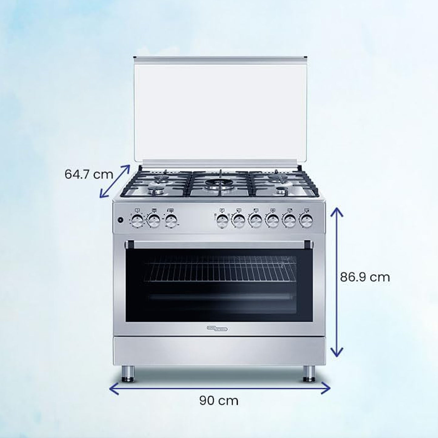 Super General 90X60 Cm 5 Burner Cooking Range with Turbo Fan - 1 Year Warranty