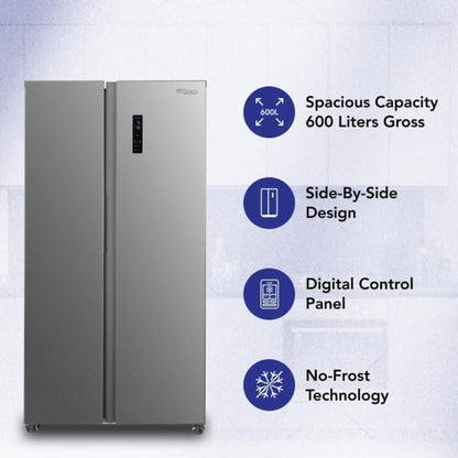 Super General 710L Side by Side Refrigerator - 1 Year Warranty