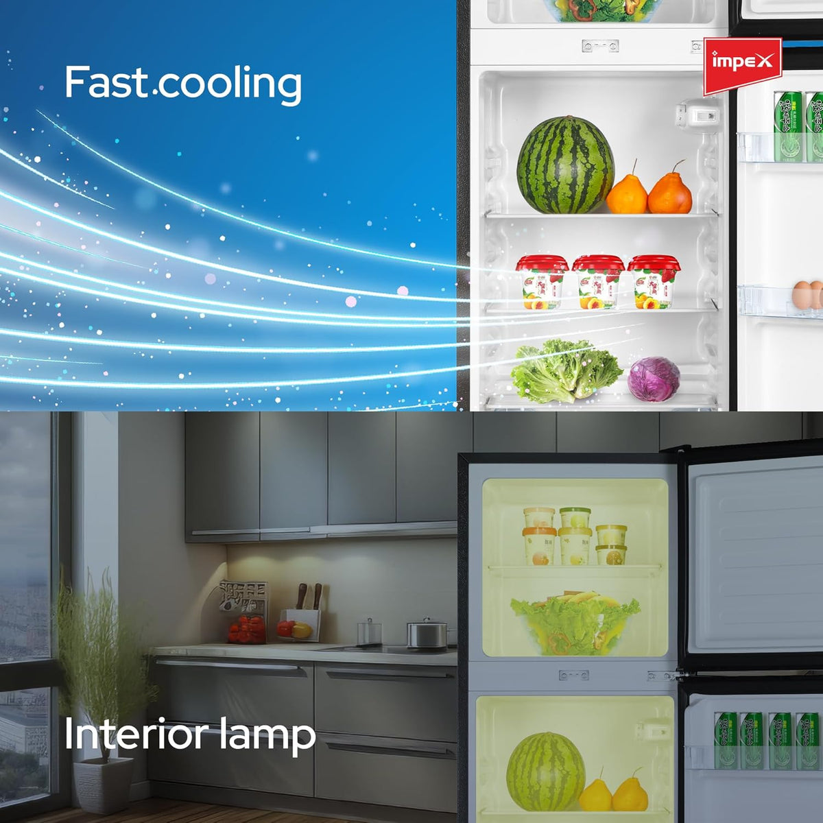 Impex 138L Double Door Refrigerator, IRF 138C