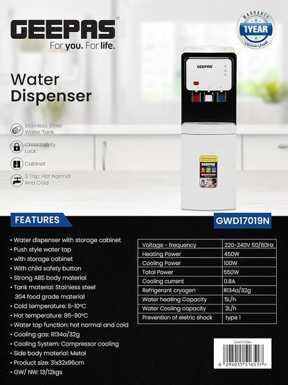 Geepas Hot & Cold Water Dispenser, GWD17019N