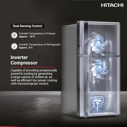 Hitachi 715L Top Mount Double Door Refrigerator, RV715PUK7KPSV
