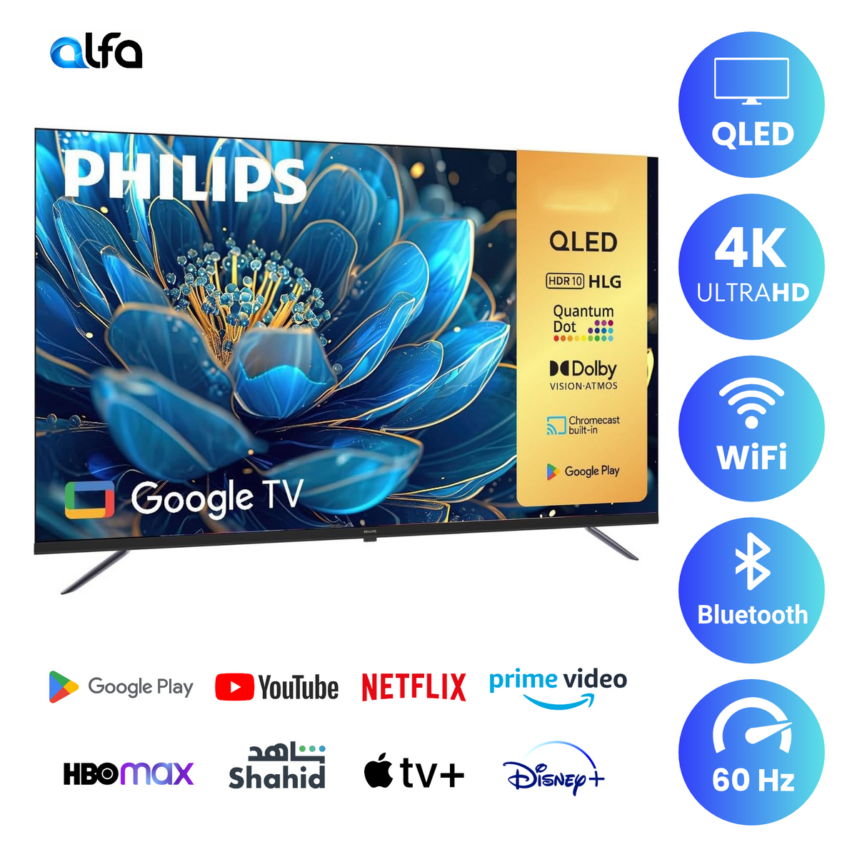 Philips 50 inch Smart QLED TV - 4K - 60Hz, 50PQT8169