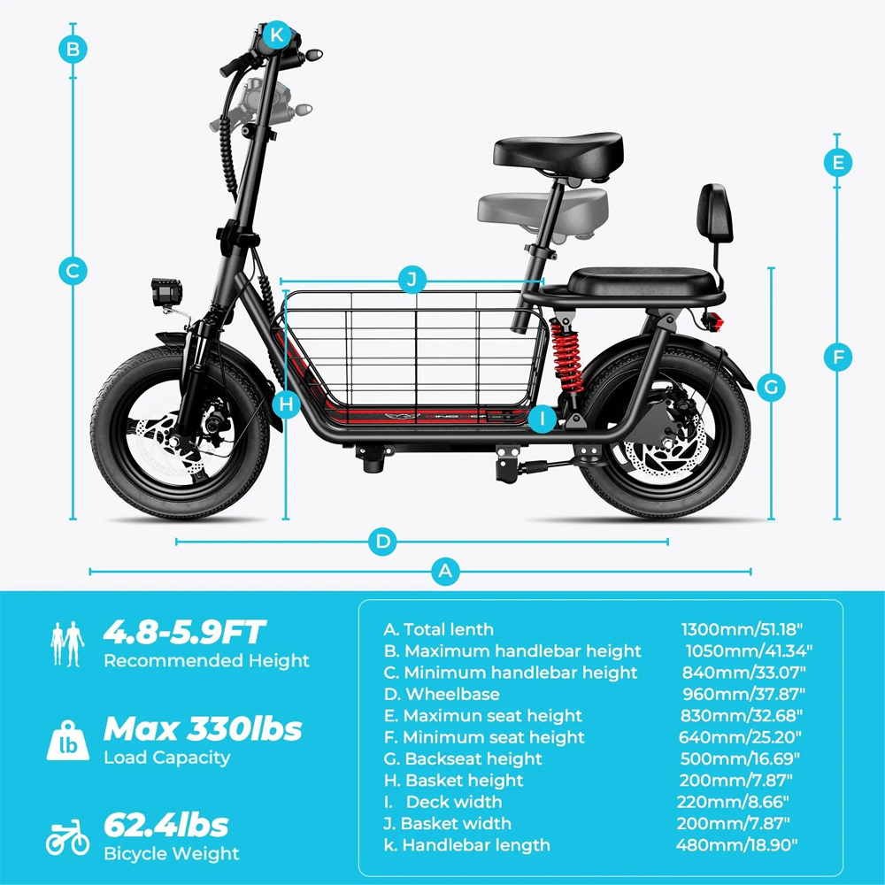 Wind Horse Electric Scooter 850W 25-40KM Range 32KM Speed, C3