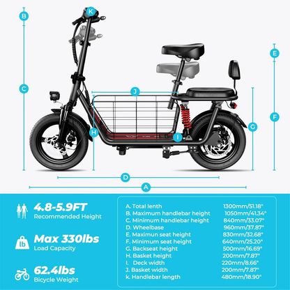 Wind Horse Electric Scooter 850W 25-40KM Range 32KM Speed, C3