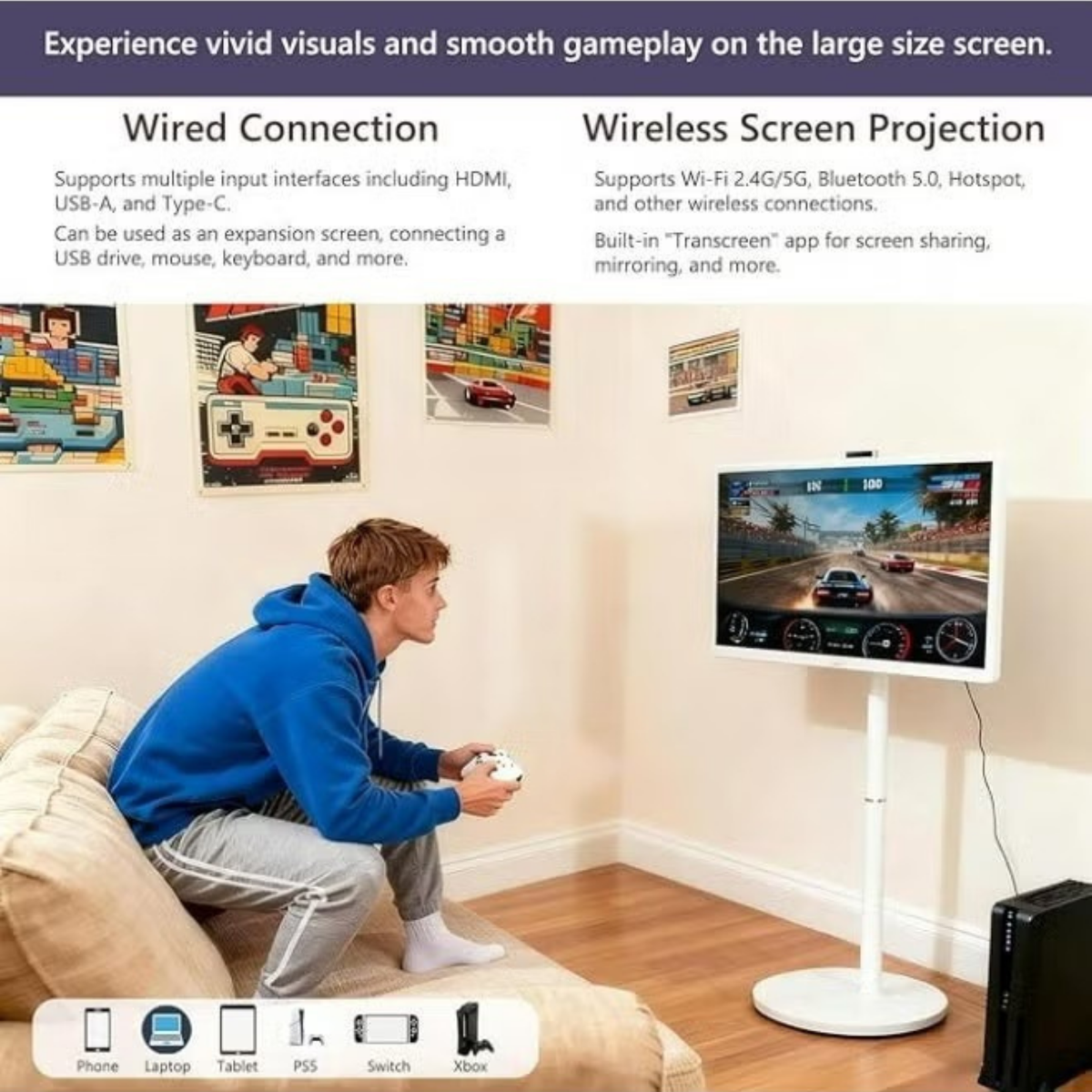 OTTAL 27 inch Smart Touch Screen Display, 4K with Camera & Wheels