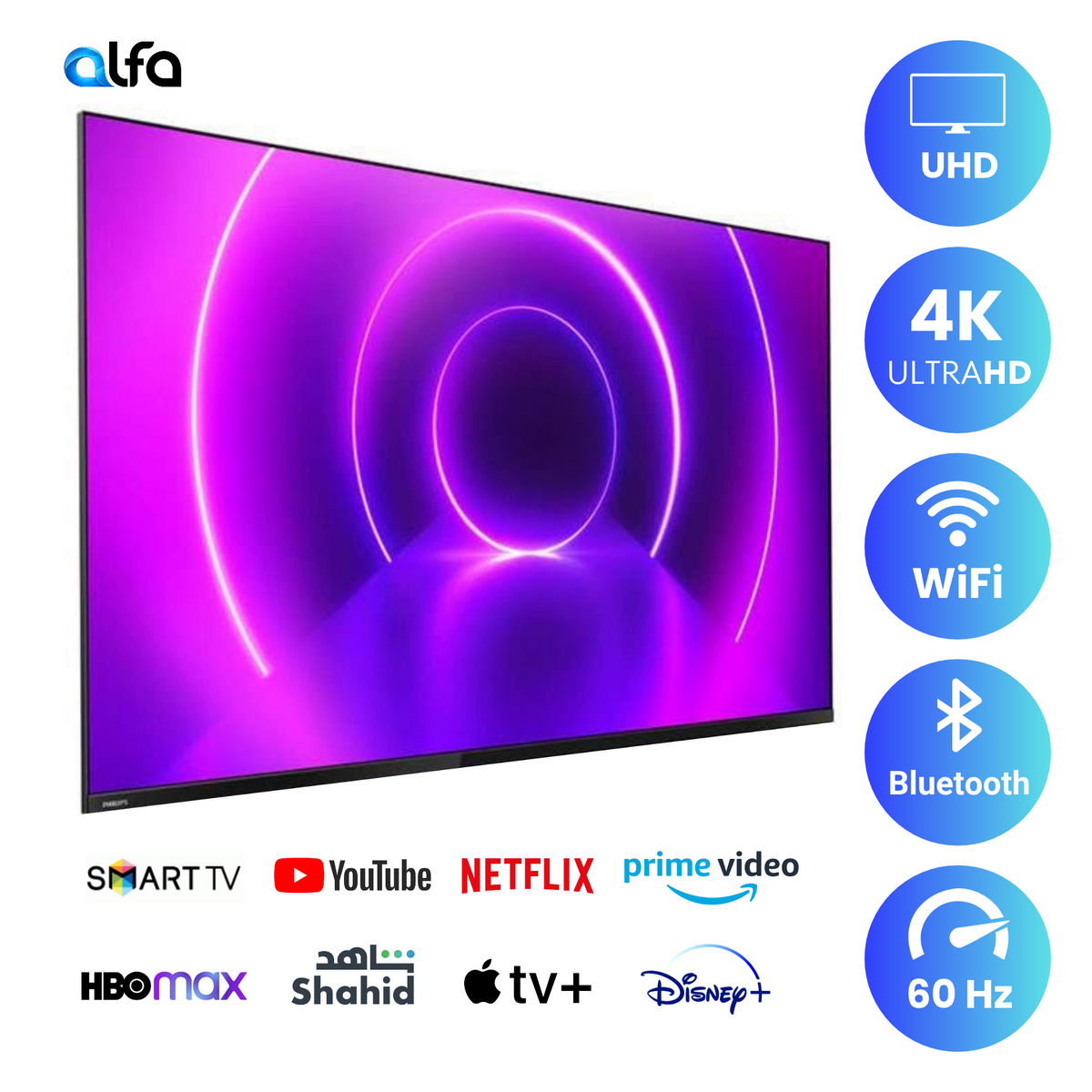 Philips 86 inch Smart LED TV - 4K UHD - 60Hz, 86PUT8265