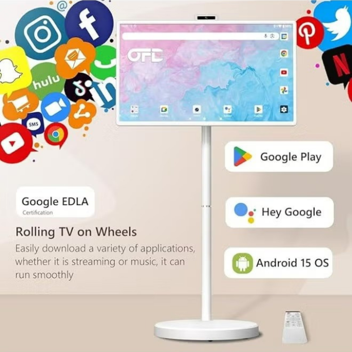 OTTAL 27 inch Smart Touch Screen Display, 4K with Camera & Wheels